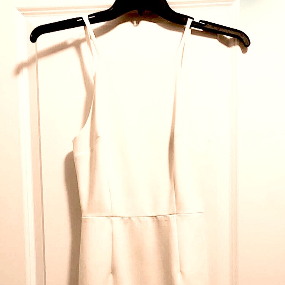 Cream, high-neck cocktail dress